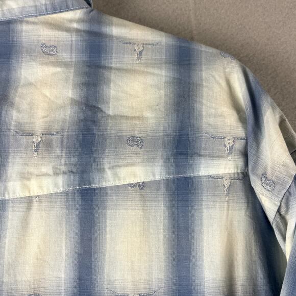 Rough Stock Panhandle Slim Western Shirt Mens XL Snap Button Sawtooth Longhorn - Picture 16 of 16